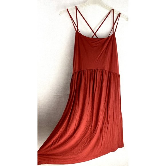 Old Navy  Fit & Flare Cami Mini Cross Cross Back Dress XXL red Pockets not NWT - Picture 2 of 9